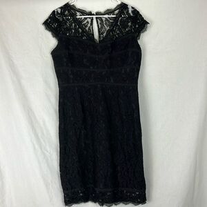Adrianna Papell Black Lace Knee Length Cocktail Dress
